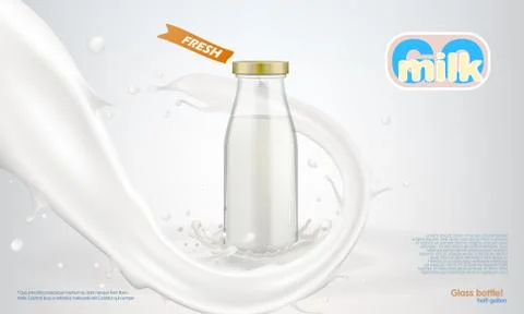 3D Realistic Milk Bottle Package Mock Up Ad Stock Illustration