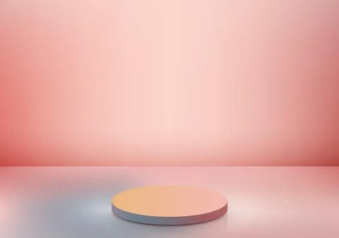 3D realistic minimal style empty pink podium on studio room pink background Stock Illustration