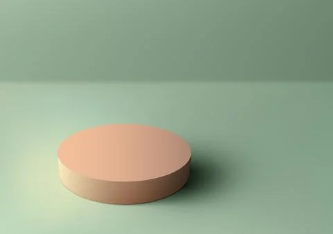 3D realistic minimal style empty brown podium stand on studio room green ba.. Stock Illustration