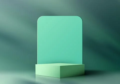 3D realistic minimal style empty green podium platform stand with geometric.. Stock Illustration