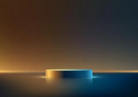 3D realistic mockup display empty blue podium platform display on minimal w.. Stock Illustration