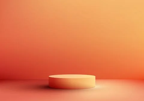 3D realistic mockup display empty red and yellow podium platform on minimal.. Stock Illustration