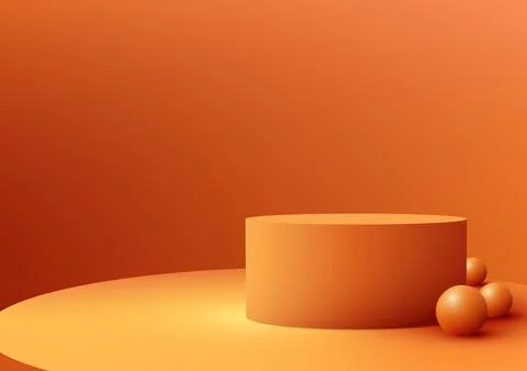 3D realistic mockup display empty orange and yellow podium platform on mini.. Stock Illustration
