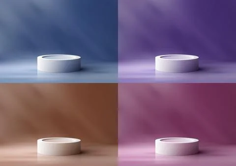 3D realistic mockup display empty white podium platform display on minimal .. Stock Illustration