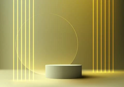 3D realistic modern style empty yellow color podium stand decoration with t.. Stock Illustration