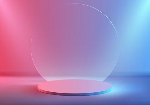 3D realistic modern technology style empty neon colors podium platform with.. Illustrazione stock