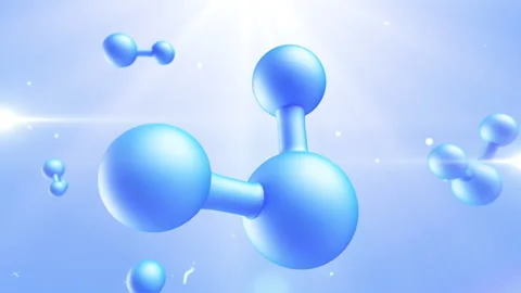 3D Realistic molecules. Science illustration of a cream molecule. Hyaluronic  Stock Footage 228329898