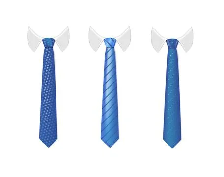 3d Realistic Neck tie with white collar. Tie neck vector with different stripe Stock Illustration