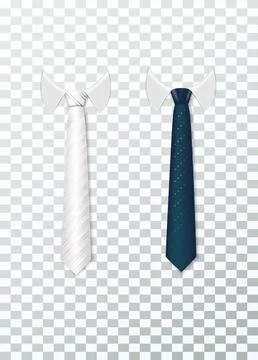 3d Realistic Neck tie with white collar. Tie neck vector with different stripe Stock Illustration