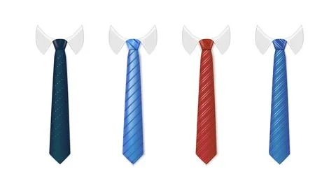 3d Realistic Neck tie with white collar. Tie neck vector with different stripe Stockillustratie