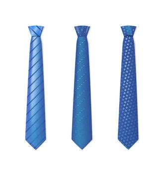 3d Realistic Neck tie with white collar. Tie neck vector with different stripe Stock Illustration