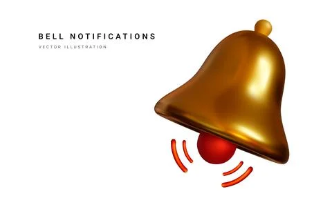 3d realistic notification bell . Vector illustration. Stock Illustration