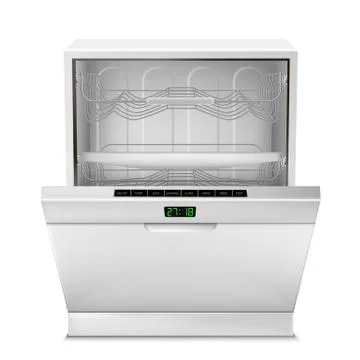 3d realistic open dishwasher machine Stock-Illustration