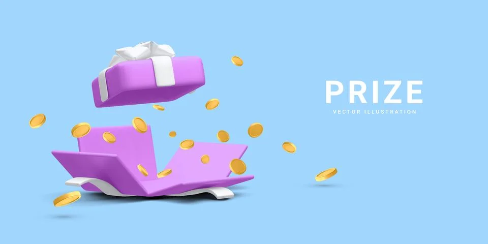 3d realistic open gift box and falling gold coins.  Concept for cryptocurrenc イラスト素材