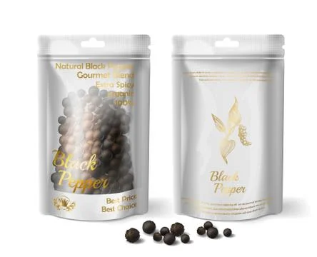 3d realistic package of black pepper Stock-Illustration
