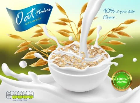 3d realistic package of oat flakes Stock Illustration