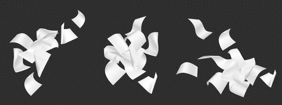 3d realistic paper document sheet fly on wind Stock Illustration