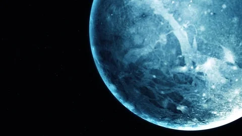 3d Realistic Pluto Celestial Body Against Starry Sky Stock Footage 318107599