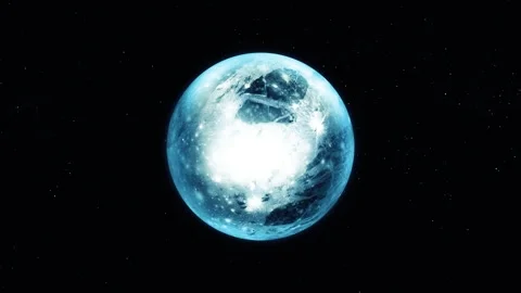 3d Realistic Pluto Celestial Body Against Starry Sky Video stock 318107621