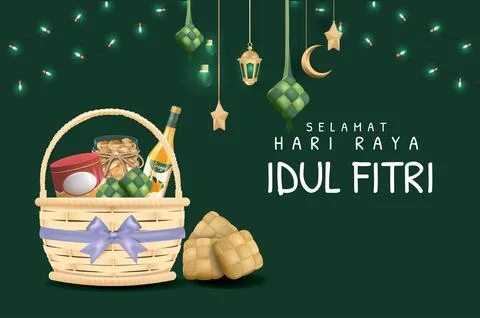 3D Realistic Poster Design with Typical Eid Cookies from Indonesia Stock Illustration