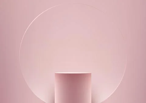 3D realistic products display empty pink podium stand with transparency cir.. Stock Illustration