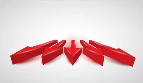 3D realistic red arrows, vector Stock Illustration