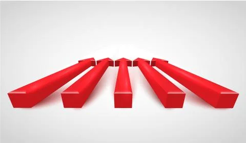 3D realistic red arrows, vector Stock Illustration