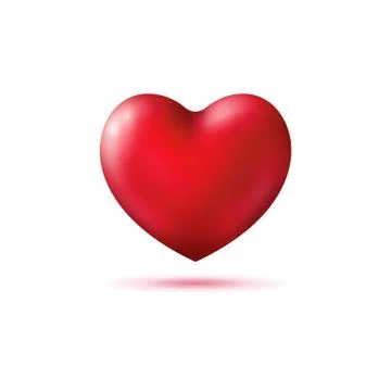 3D Realistic Red Heart shape with shadow. Sparkling Saint Valentines holidays Stock Illustration