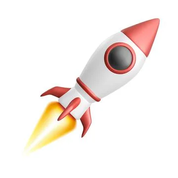 3d realistic rocket isolated on white background. Vector illustration. Stock-Illustration