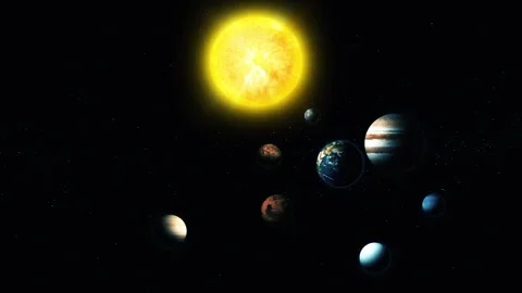 3d realistic rotating planets, Animated of the solar system with planets or.. Stock Footage 317856843