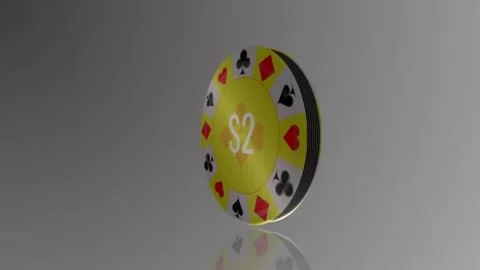 3D Realistic Rotating Poker Chip with Card Suits and Currency Value Stock Footage 333773003