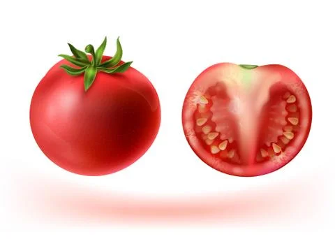 3d realistic set of red tomatoes Stock-Illustration