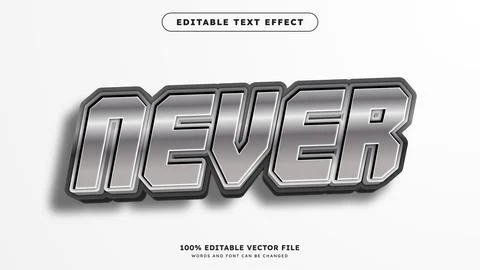 3D Realistic shiny silver color style editable text effect Ilustración de archivo