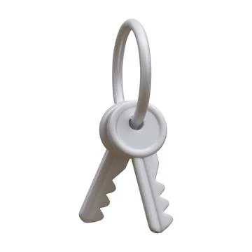 3d realistic silver bunch of keys isolated in light background. Vector illust Stock-Illustration