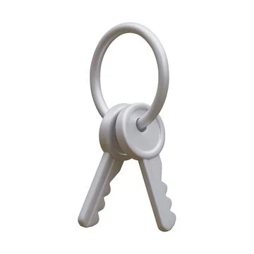 3d realistic silver bunch of keys isolated in light background. Vector illust Stock-Illustration