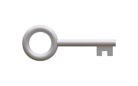3d realistic silver key isolated in white background. Vector illustration. Illustrazione stock
