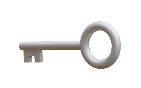 3d realistic silver key isolated in white background. Vector illustration. Stock-Illustration