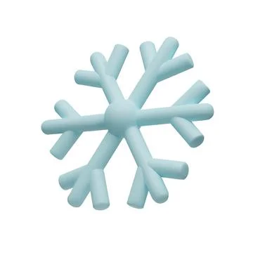 3D realistic snowflake in clay style Stock Illustration