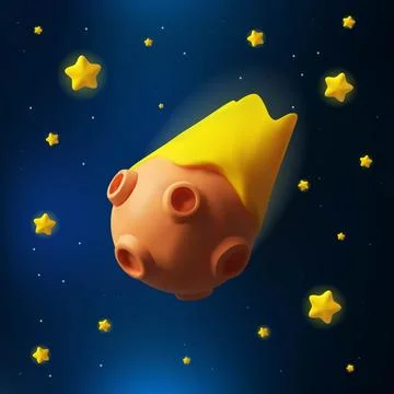 3D realistic space sky with meteorite and stars Stock Illustration