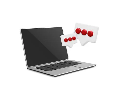 3d realistic speech bubble with notebook for photo gallery platform. Online s Stock-Illustration