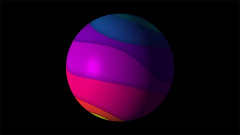 3d realistic sphere on black. plastic colorful ball. rainbow colors planet Video stock 144732455