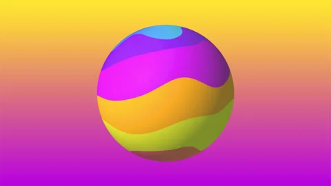 3d realistic sphere on gradient background. metal or plastic colorful ball Stock Footage 144732302