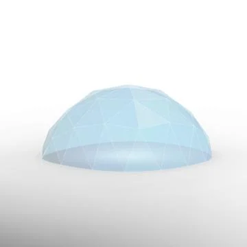 3D Realistic Spherical Blue Wire Glass Dome Illustration