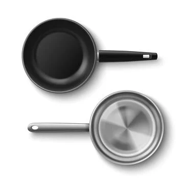 3d realistic stainless kitchen pan with handle Illustration