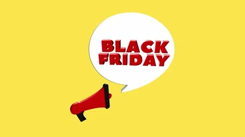 3d realistic style megaphone icon with text Black Friday isolated on yellow Stock Footage 165784366