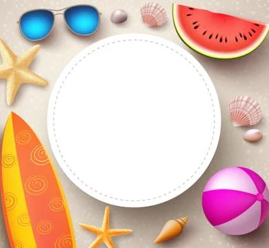 3D Realistic Sun Vector with Summer Time Title Stock Illustration