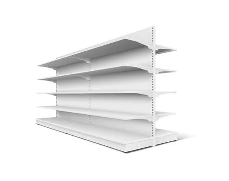 3D Realistic Supermarket Shelf Mockup with Five Shelves Stock Illustration