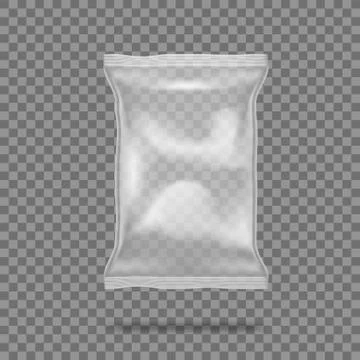 3D Realistic Transparent Pillow Plastic Food Bag Stock Illustration