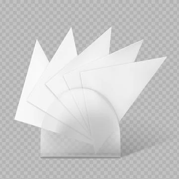 3D realistic triangular white napkins in a transparent round holder. Stock Illustration