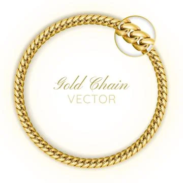 3D Realistic vector gold chain. Gold Chain round wreaths for use as a decorative Illustrazione stock